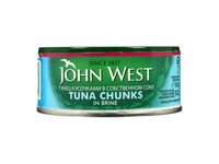 Tunų gabaliukai JOHN WEST savo sultyse, 145 g