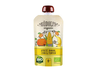 Ekologiška kukurūzų, moliūgų tyrelė RŪDOLFS su bananais, abrikosu, nuo 6 mėn.