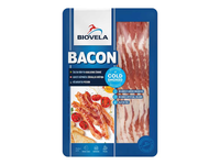 Šaltai rūkytas kiaulienos bekonas griežinėliais BIOVELA (a.r.), 140g