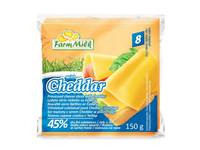 Lyd. sūris su čederiu FARM MILK, riekelės, 45 % rieb. s. m., 150 g
