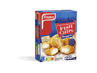 Šaldyti rudagalvių menkių kepsneliai, FINDUS, Fish & Chips, Nuggets 490 g