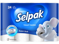 Tualetinis popierius SELPAK, 3 sluoksniai, 18,6 metrai, 140 lapelių, 24 vnt.