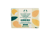 THE BODY SHOP ALMOND MILK CLEANSING veido ir kūno muilas, 100 g