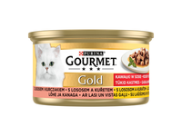 Kons. visavertis kačių ėdalas GOURMET GOLD su lašiš., višt., 85 g