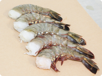 Šaldytos didžiosios tigrinės krevetės, be galvų su kiautais EP, 8/12, 20 % glazūra, 1 kg