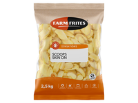 Šaldyti išskaptuoti bulvių laiveliai su odele FARM FRITES Scoops Crispy Coated, 2,5 kg