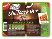 Vytinta kiaulienos šoninė FIORUCCI, Pancetta di suino, kubeliais, a.r., 2x70g