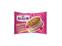Valgomieji ledai AURUM, vanilės skonio, su aviečių įdaru, 75 g