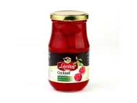 Konservuotos raudonos vyšnios kokteiliams, su kotais, 365 g / 190 g